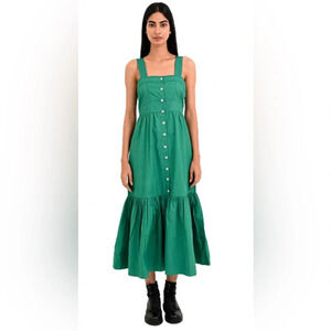 Banjanan Helena Dress Pine Green Smocked Midi